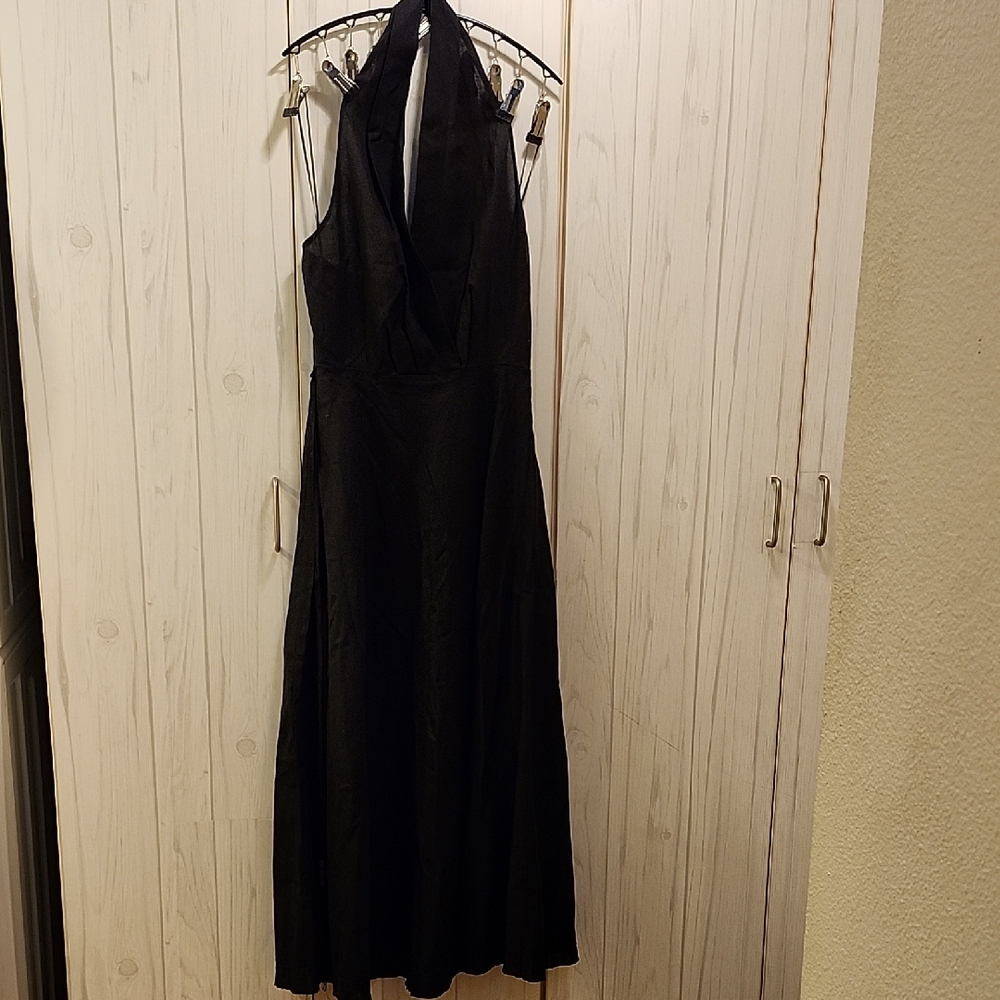 Zara Black Backless Halter Dress